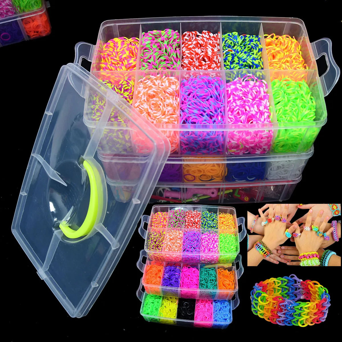 Creative Colorful Loom Bands Bracelet Making Kit DIY Rubber Band Craft Toys for Girls