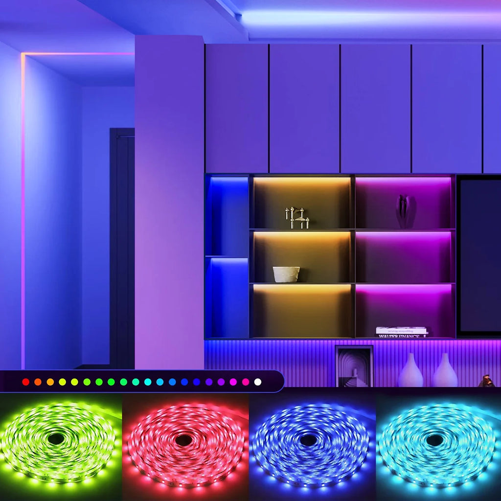 RGB USB LED Strip Lights with 3-Key Controller for TV Backlight, Room, Party, Gifts