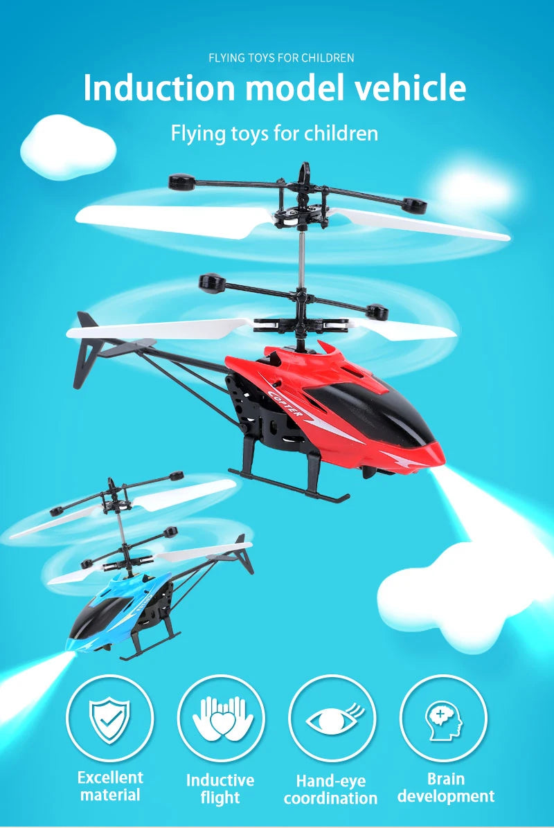 Rechargeable Mini RC Helicopter Drone Safe Fall-Resistant Toy (No Remote Battery)