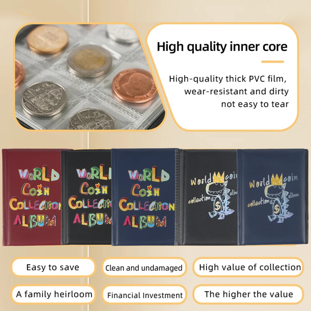 CowLost | mini-penny-coin-storage-bag-coin-album-book-120-pockets-coins-collector-collecting-money-organizer-coin-holder-albums |5