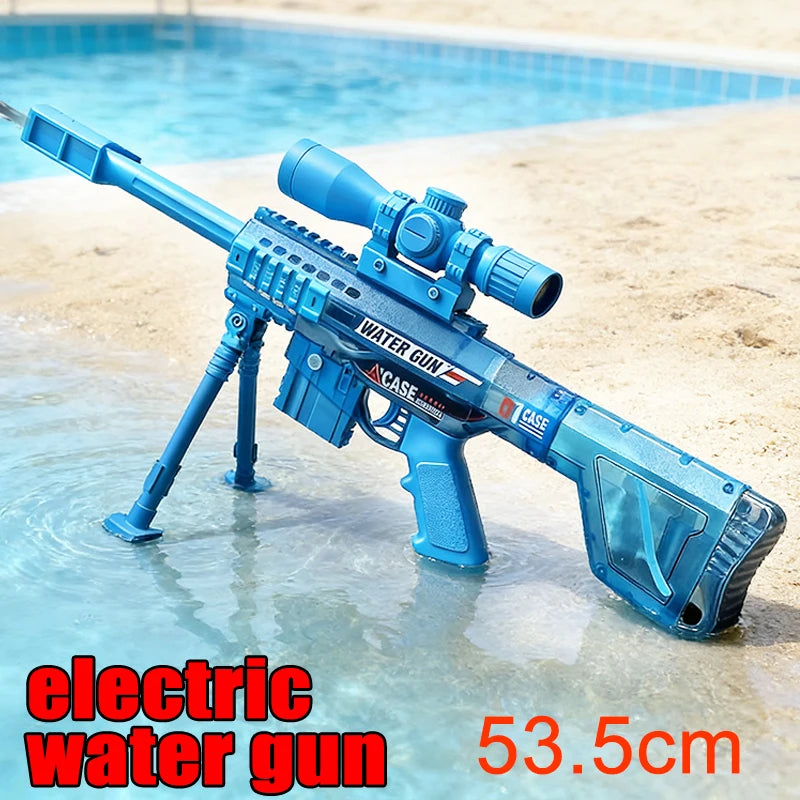 Electric Water Gun Toy Manual & Automatic with Lights, Sound, Long Range Water Squirt Gun for Beach and Pool