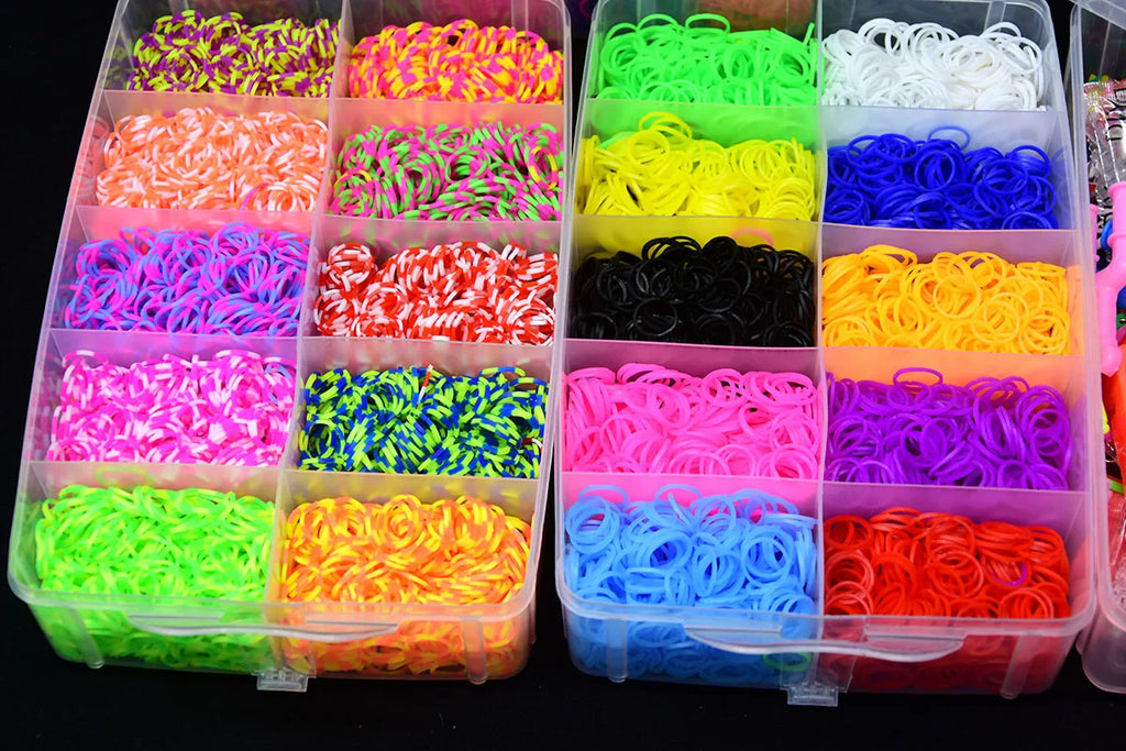 Colourful Rubber Loom Band Set Elastic Bracelet Weaving Toy with Charms