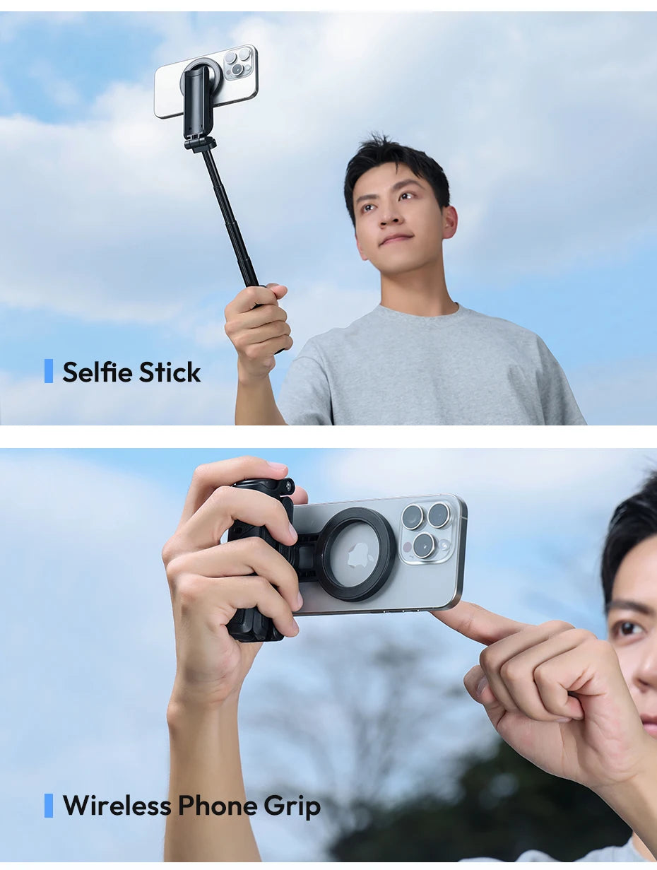 CowLost | ulanzi-jj03-magnetic-phone-tripod-wireless-phone-grip-selfie-stick-desktop-tripod-for-iphone-16-15-14-13-pro-pro-max |10