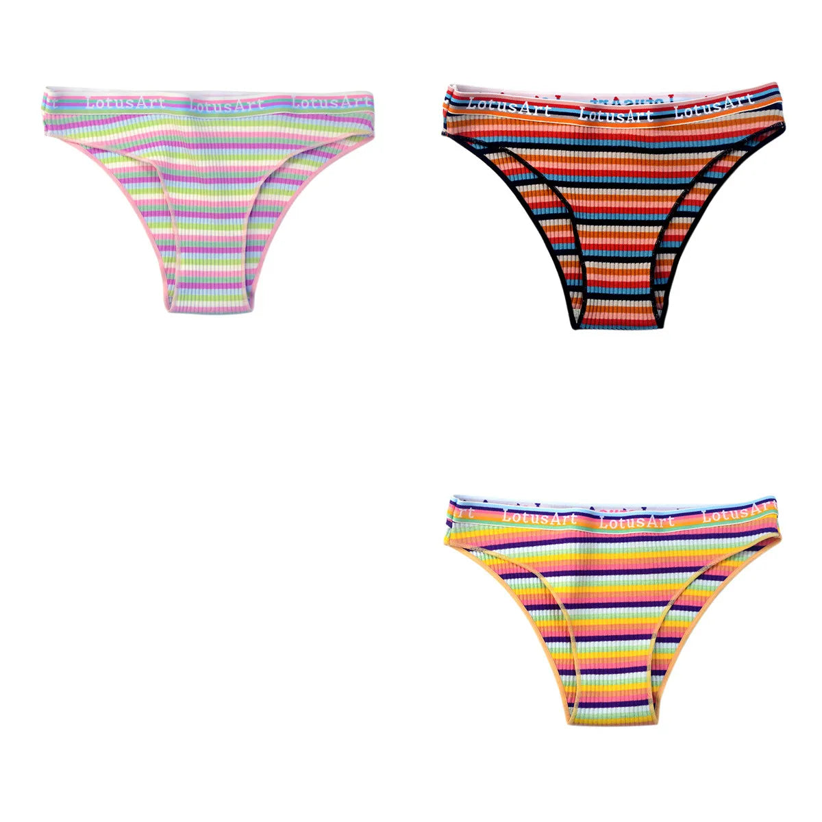 CowLost | product_id-3pcs-women-s-low-waist-striped-cotton-briefs-m-xxl-breathable-panties |26
