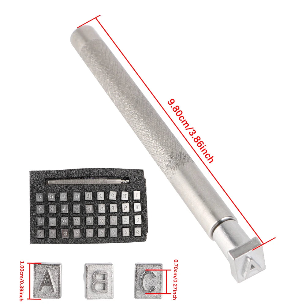 CowLost | 37pcs-letters-stamping-kit-3-5mm-6-5mm-metal-alphabet-number-leather-leather-embossed-tools-stamp-punch-tools |2