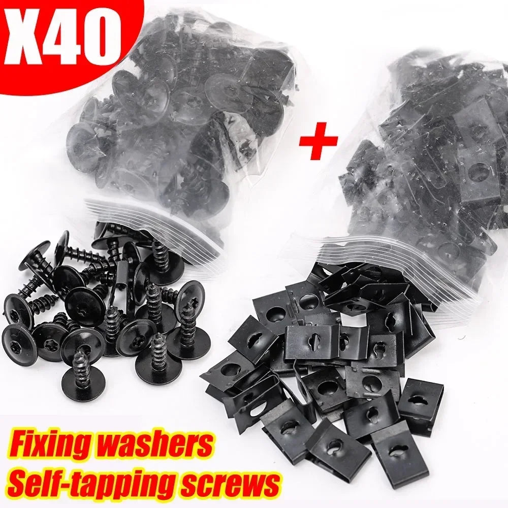 CowLost | product_id-60-40-20pcs-car-motorcycle-metal-u-type-screw-tapping-clips-with-anti-rust-buckles |15