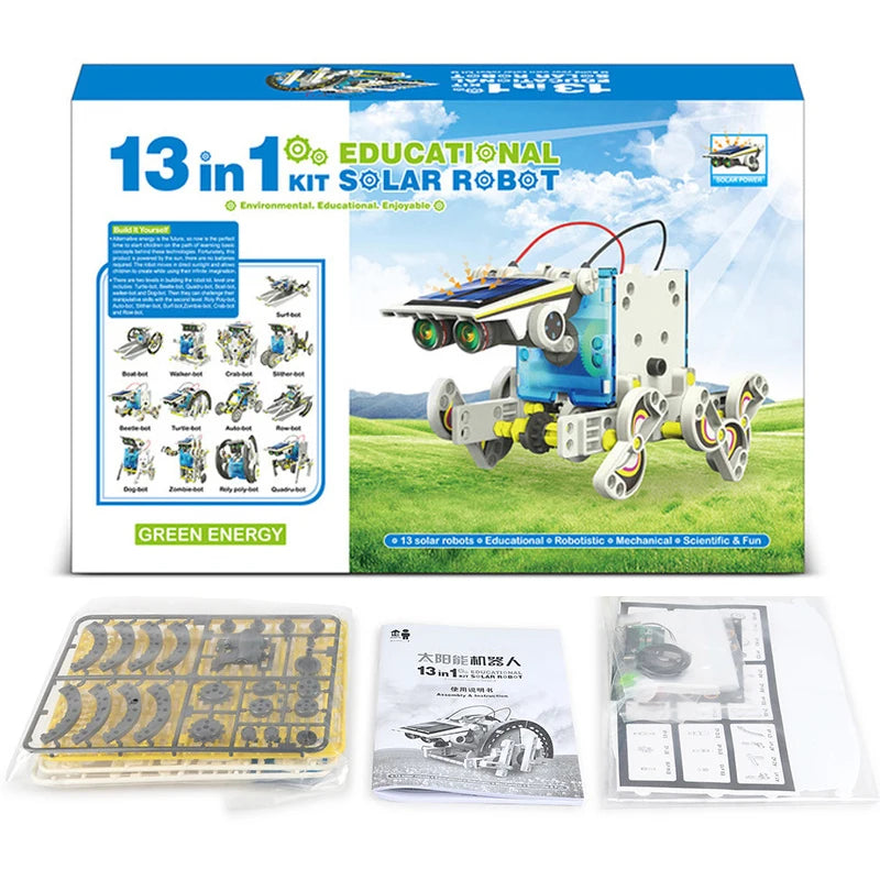 13-in-1 Solar Powered Robot Science Kit DIY Educational Building Blocks Toy for Kids