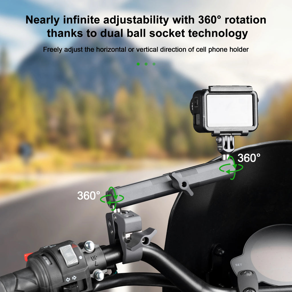 CowLost | product_id-fanaue-aluminum-double-socket-arm-17mm-ball-motorcycle-phone-gps-holder-for-garmin |3