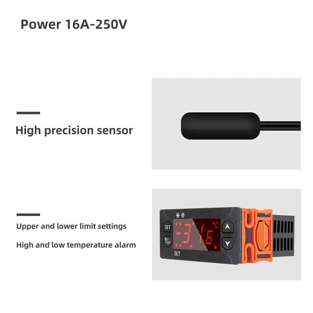 Digital Temperature Controller Thermostat AC 110V/220V DC 12-24V Relay LED Heating Cooling Thermoregulator