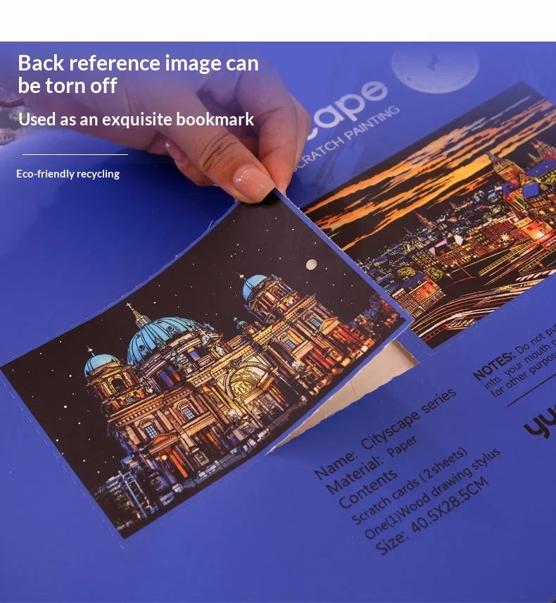 CowLost | product_id-2-pcs-diy-scratch-painting-set-famous-buildings-cityscape-night-view-40-5x28-5-cm |13