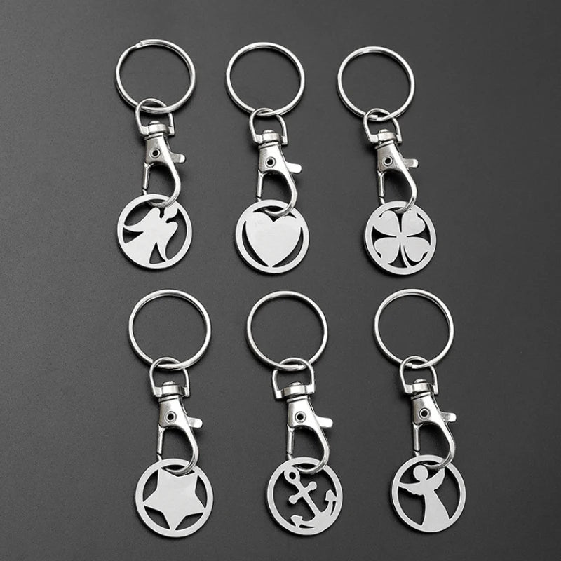1/10PCS Stainless Steel Shopping Cart Token Keychains Portable Trolley Coin Removers