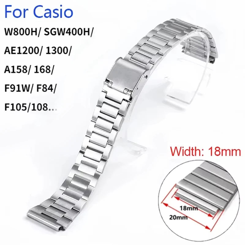CowLost | bracelets-product_id-18mm-stainless-steel-metal-watch-bracelet-replacement-for-casio-f105-f-91w-a158w-f108-a168-ae1300-ae1200 |1