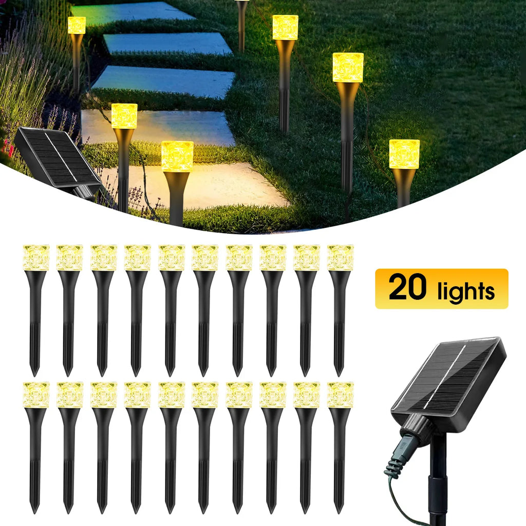 20/30 Pack Solar Waterproof LED Outdoor Lights Dusk to Dawn for Walkway Patio Yard