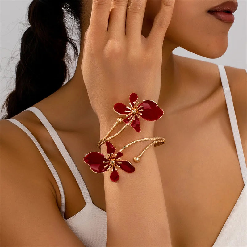 CowLost | vintage-elegant-flower-open-armband-cuff-bracelet-for-women |8