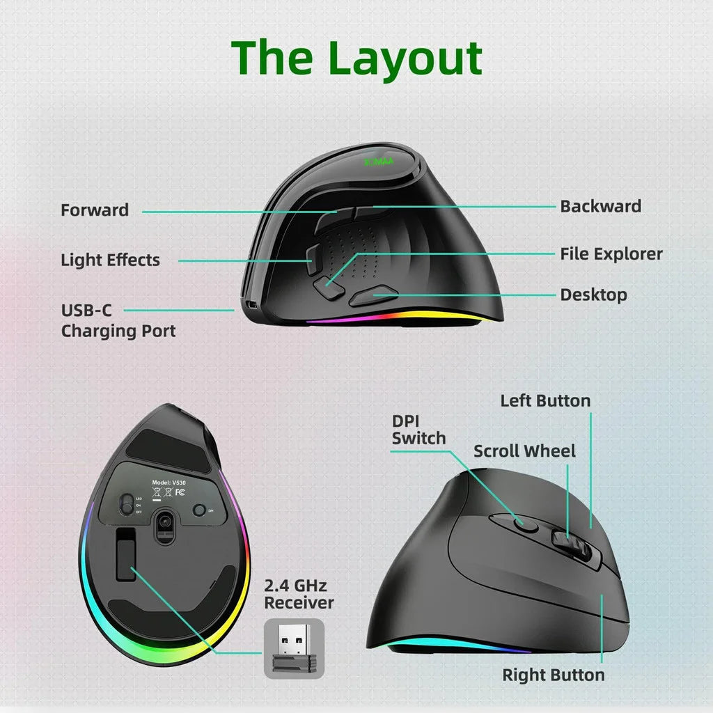 CowLost | jomaa-rgb-rechargeable-wireless-ergonomic-mouse-5-side-buttons-bluetooth-2-4g-wireless-mice-for-pc-computer-notebook-laptop |6