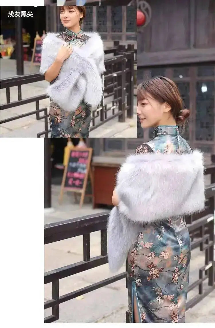 CowLost | 32-colors-165-30cm-women-luxury-warm-faux-fox-fur-shawl-winter-ladies-plush-scarf |18