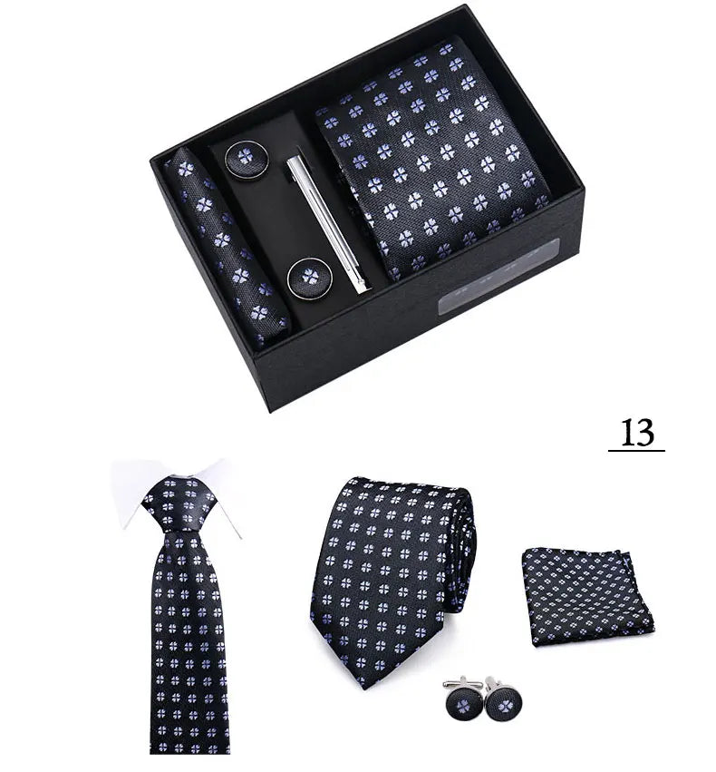 CowLost | tie-men-with-box-top-quality-business-ties-hanky-cufflink-set |20