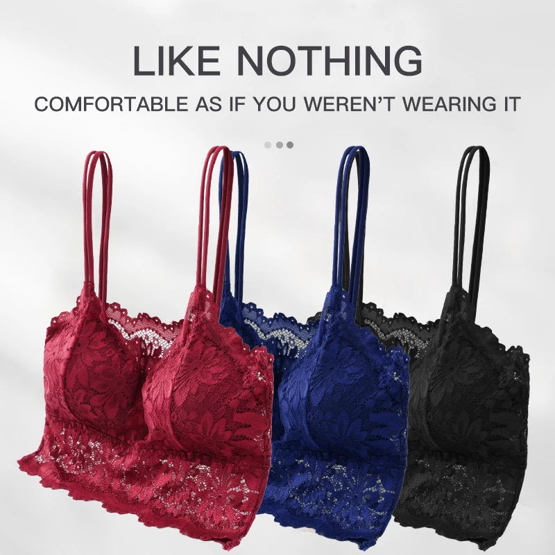 CowLost | 7-color-lace-sexy-crop-top-women-padded-camisole-bra-breathable |2