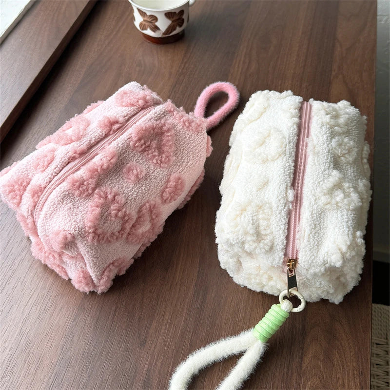 CowLost | pink-red-color-heart-cosmetic-bags-with-lanyard |6