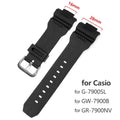 Black Silicone PU Watchband for GW-7900B G-7900SL GR-7900NV G7900 Series 16x28mm Bracelet