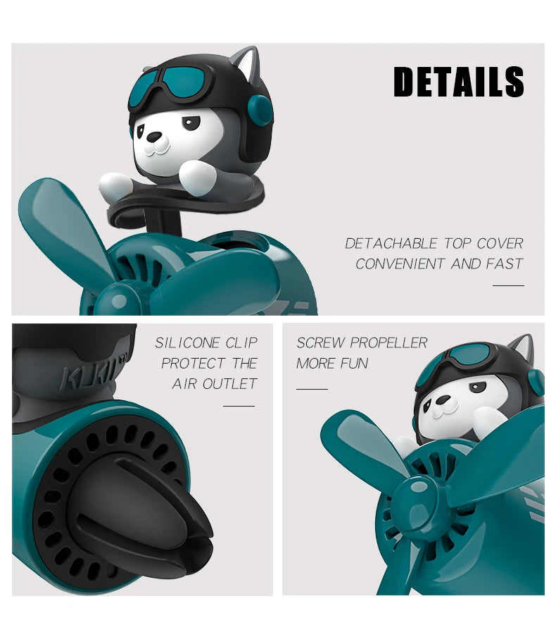 CowLost | product_id-pilot-husky-dog-car-air-freshener-propeller-plane-vent-clip-ocean-scent-aroma-diffuser |15