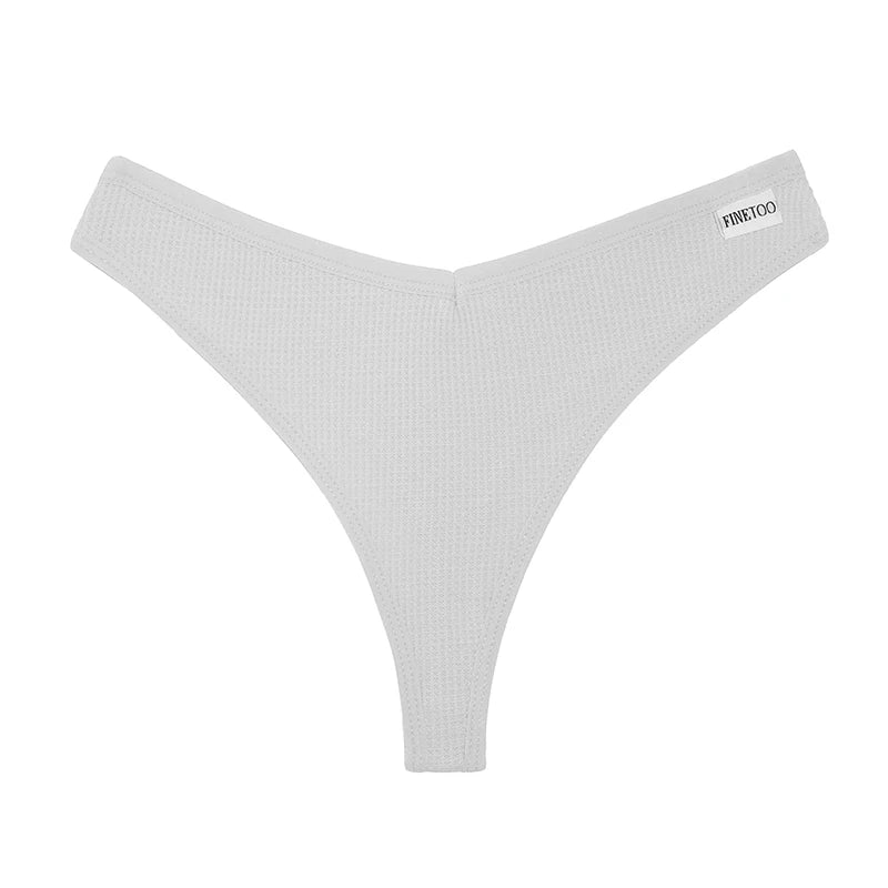 CowLost | activewear-pants-3pcs-cotton-waffle-women-s-sexy-thong-panties-set |29