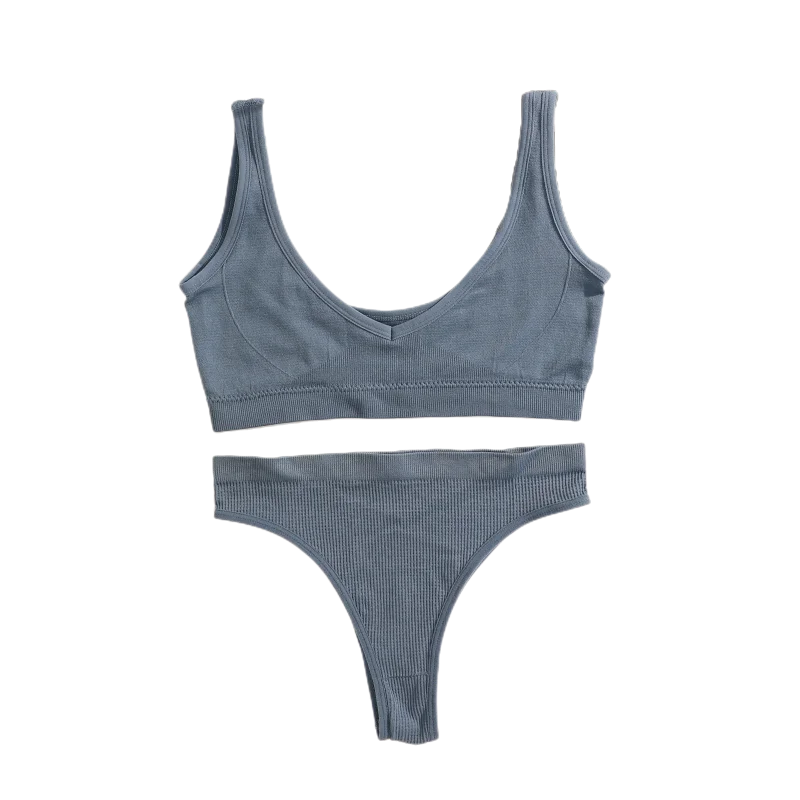 CowLost | product_id-seamless-women-s-lingerie-set-small-cup-push-up-bra-low-waist-ribbed-v-neck-thong |4
