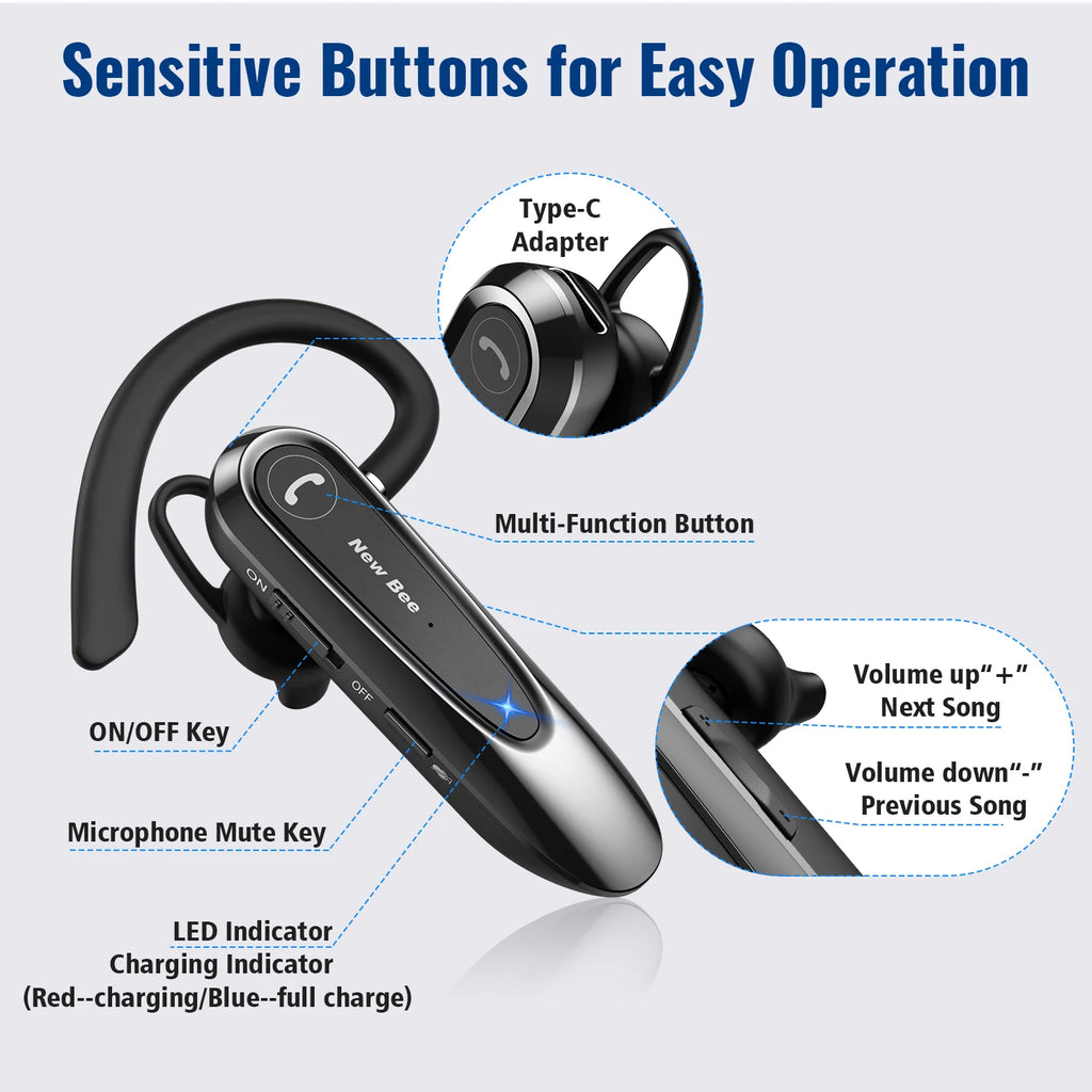 CowLost | mobile-phone-cases-new-bee-b45-bluetooth-wireless-earphones-with-dual-mic-and-noise-reduction |10