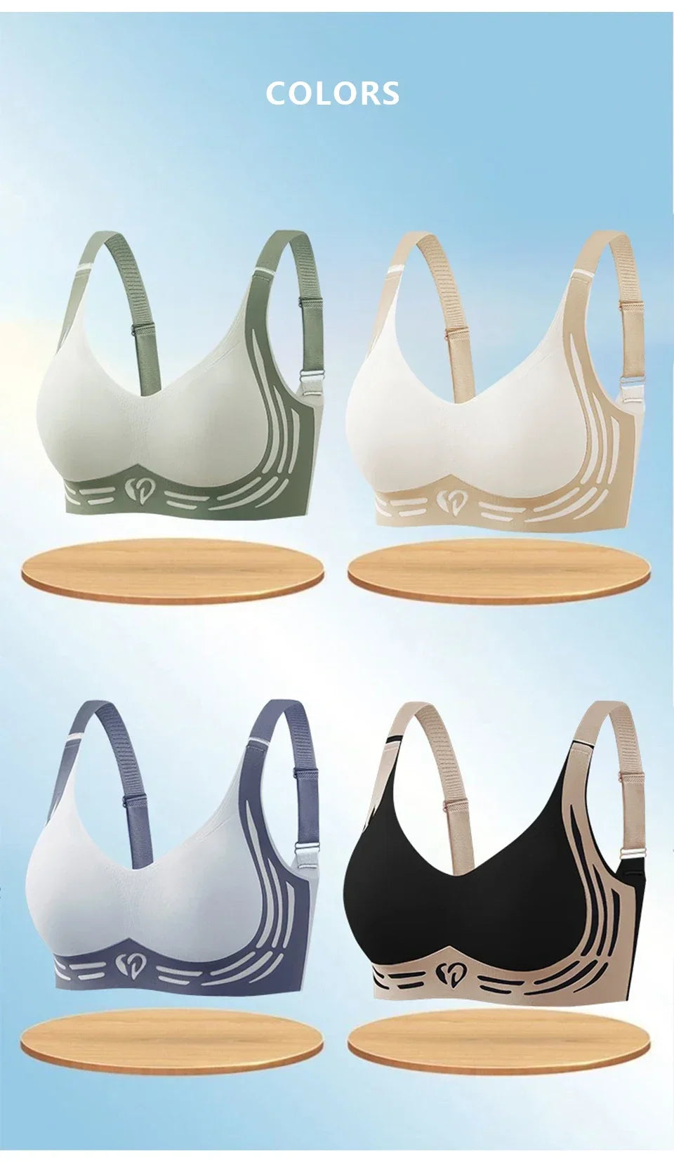 CowLost | fallsweet-4pcs-womens-push-up-bra-seamless-super-gather-bras-no-steel-ring-bra-comfort-breathable-brassiere-female-lingeries |9