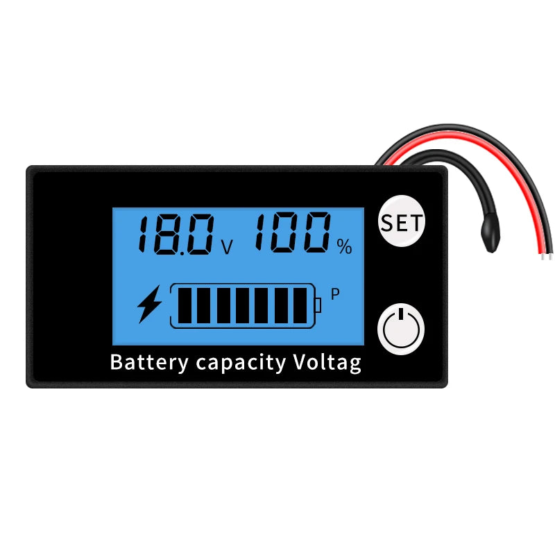 8V-100V Dual Line DC Voltmeter Battery Capacity Indicator with Temperature Alarm for Lead Acid Lithium LiFePO4