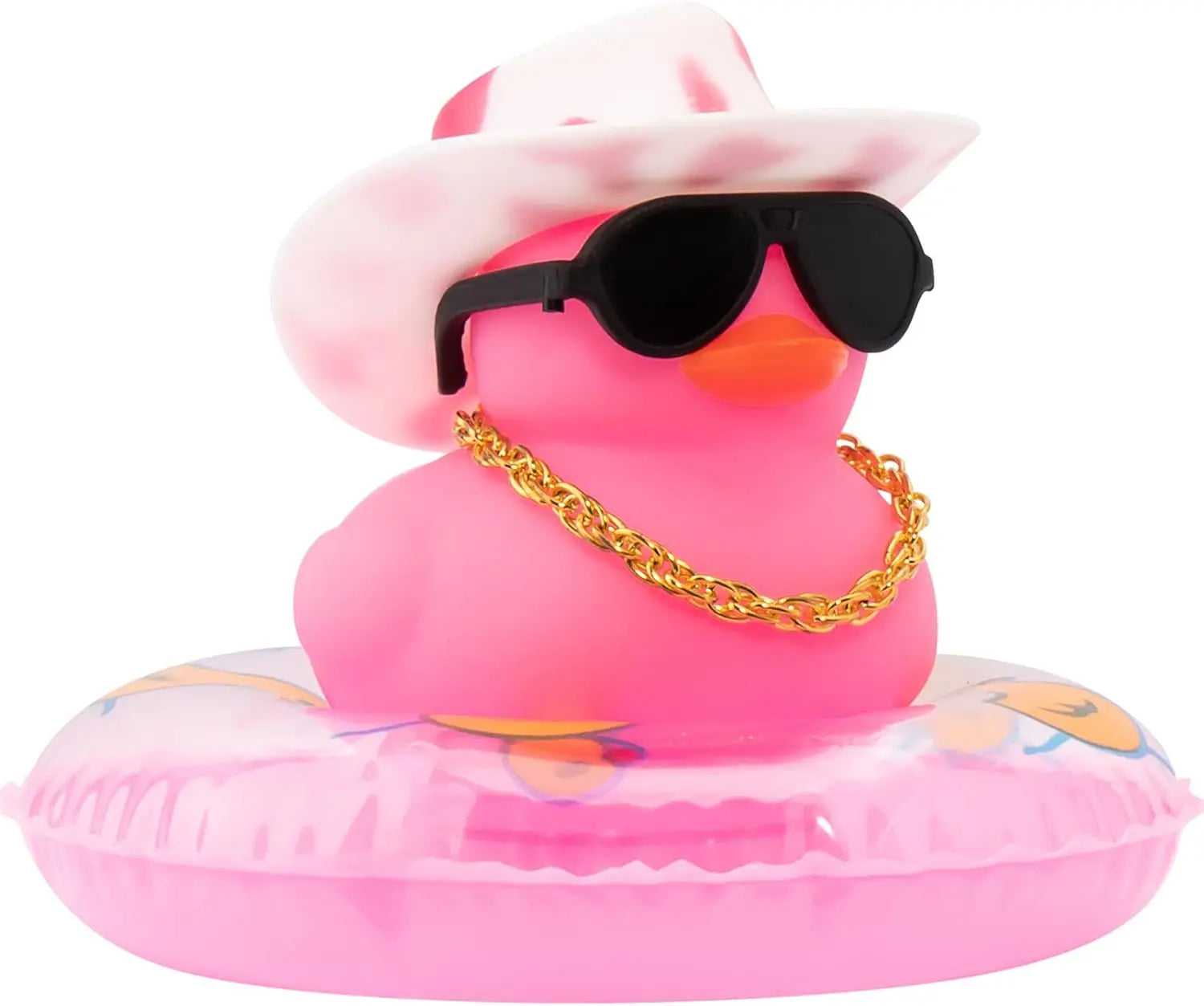 CowLost | product_id-car-cowboy-rubber-duck-dashboard-ornament-with-hat-heart-glasses-and-chain-pink |11