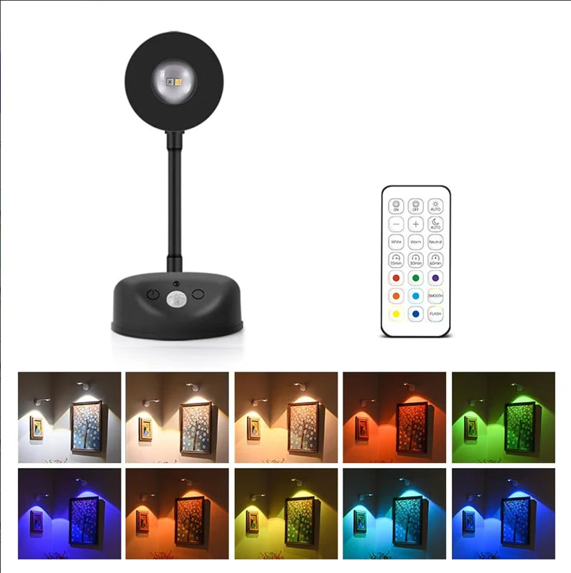 CowLost | product_id-usb-rechargeable-wireless-human-sensing-dimmable-rgb-led-wall-spotlight-for-paintings |25