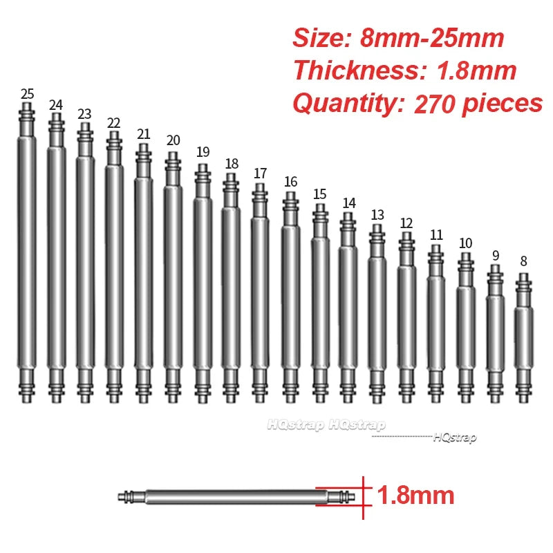 CowLost | product_id-360pcs-stainless-steel-watch-spring-bars-strap-pins-1-5-1-8mm-diameter-8-25mm-length-repair-kit |8