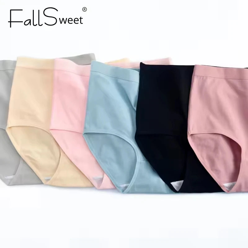 CowLost | product_id-fallsweet-womens-high-waist-cotton-plus-size-briefs-5-pack-m-xxxl |3