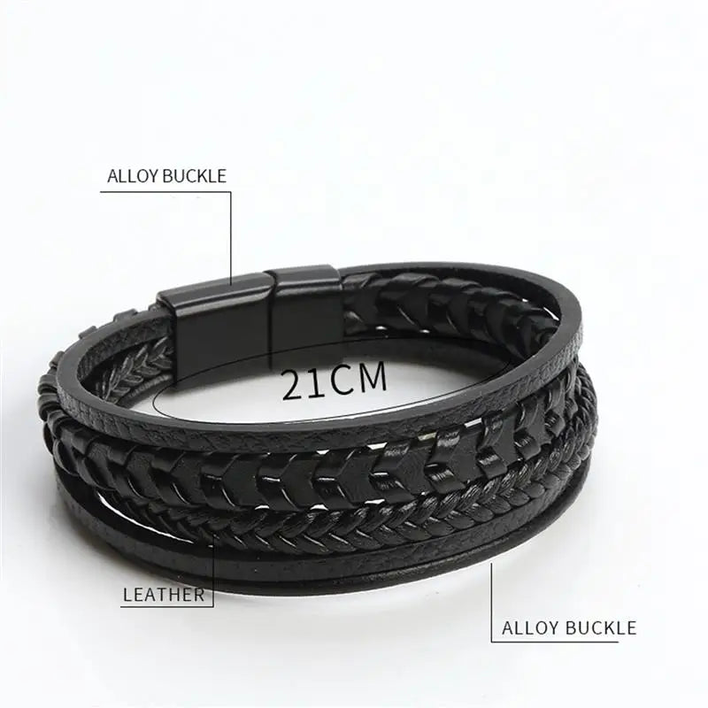 CowLost | fashion-braided-rope-woven-multilayer-leather-men-bracelets-punk-mental-magnet-bangle-for-friend-charm-jewelry-gifts |4