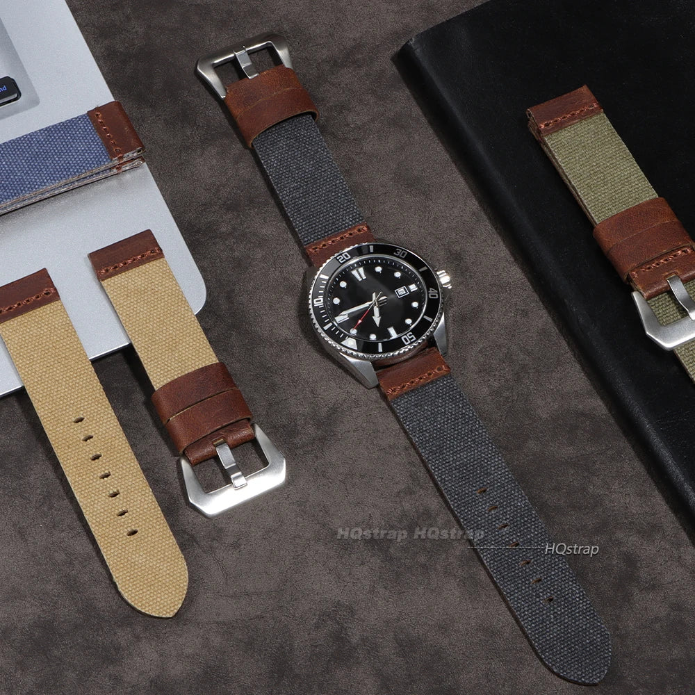CowLost | product_id-hqstrap-nylon-calfskin-leather-watchbands-20mm-24mm-unisex-replacement-straps |3