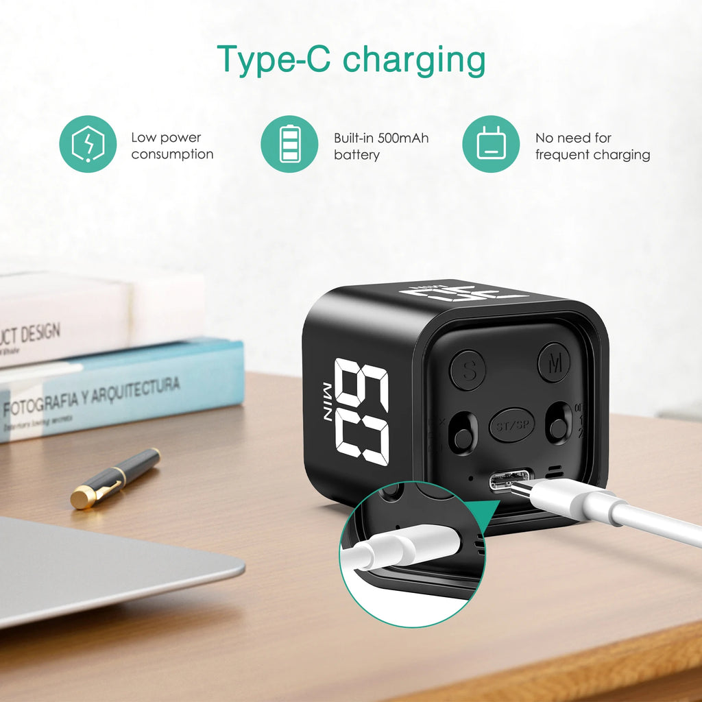 Cube Timer Custom Countdown Gravity Sensor for Tasks Work Study Kitchen