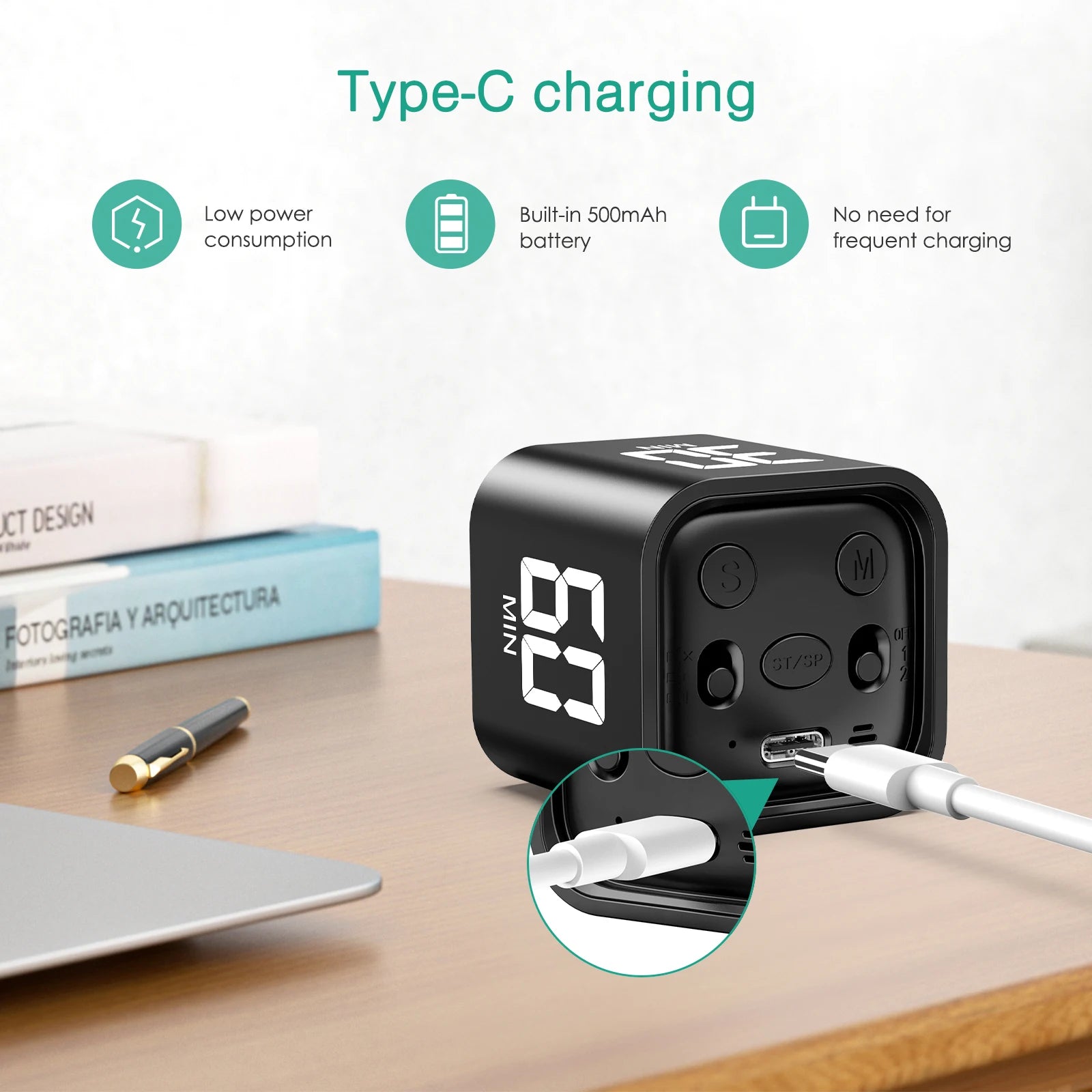 Cube Timer Custom Countdown Gravity Sensor for Tasks Work Study Kitchen