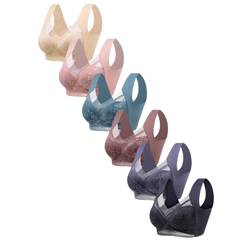 CowLost | product_id-fallsweet-6pcs-plus-size-wireless-lace-push-up-ice-silk-bralettes-for-women |9
