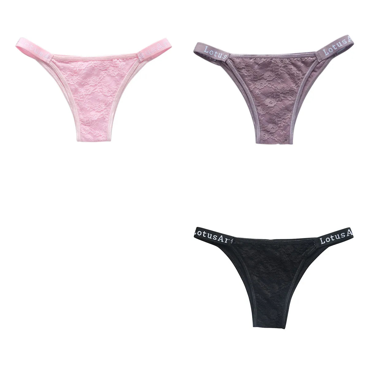CowLost | product_id-3pcs-women-s-low-waist-lace-brazilian-briefs-set |22