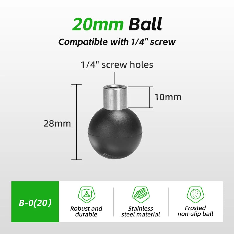 CowLost | photography-product_id-fanaue-extended-1-4-female-double-ball-head-for-17-25mm-ram-car-live-photography-bracket |16