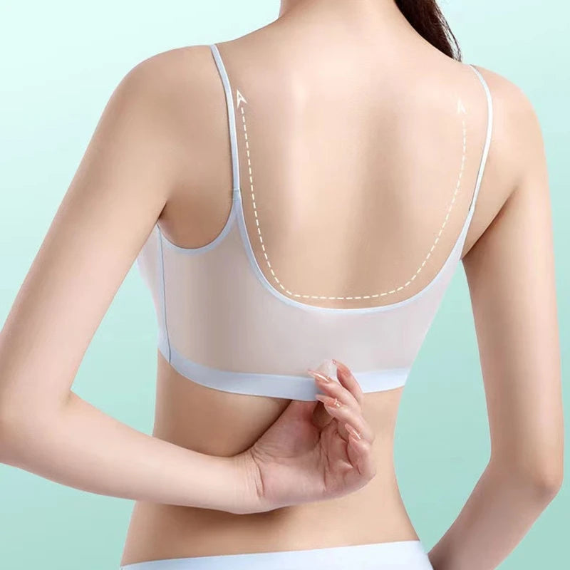 CowLost | ultra-thin-ice-silk-beautiful-back-womens-bra-summer-big-breasts-show-small-seamless-gathered-comfortable-womens-vest-sling |2