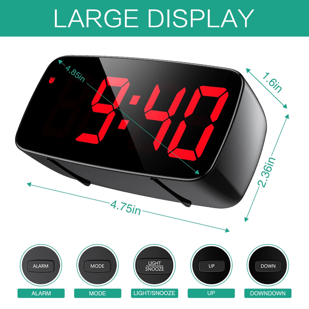 ORIA Digital LED Alarm Clock Voice Control Snooze Temperature Display Night Mode