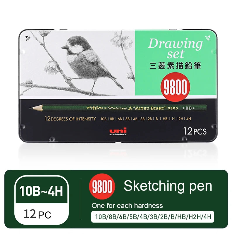 CowLost | product_id-uni-japanese-12pcs-9800-hb-14b-professional-sketch-pencil-set |17