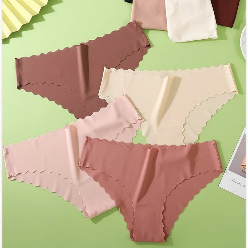 CowLost | product_id-4pcs-womens-mid-rise-seamless-ice-silk-briefs-xs-xl-no-show-solid-panties |1