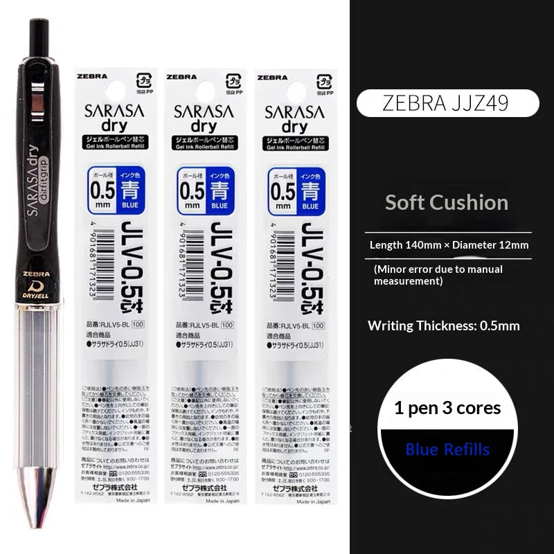 CowLost | product_id-zebra-jjz49-quick-dry-gel-pen-0-4-0-5mm-retractable-cushion-grip-transparent-design-for-exams-writing |24