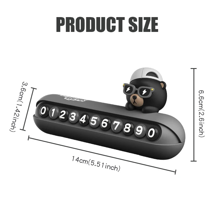 CowLost | product_id-cool-bear-car-dashboard-temporary-parking-phone-number-display-plate-accessory |13