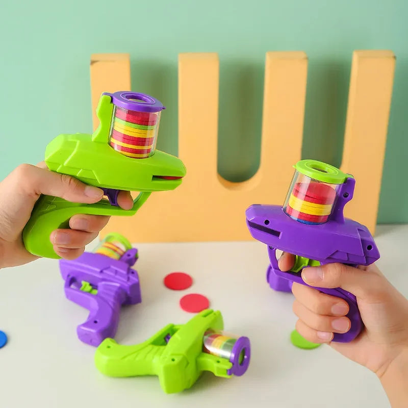 Kids Outdoor Foam Disc Shooting Launcher Toy Double Parent-Child Interactive Gift