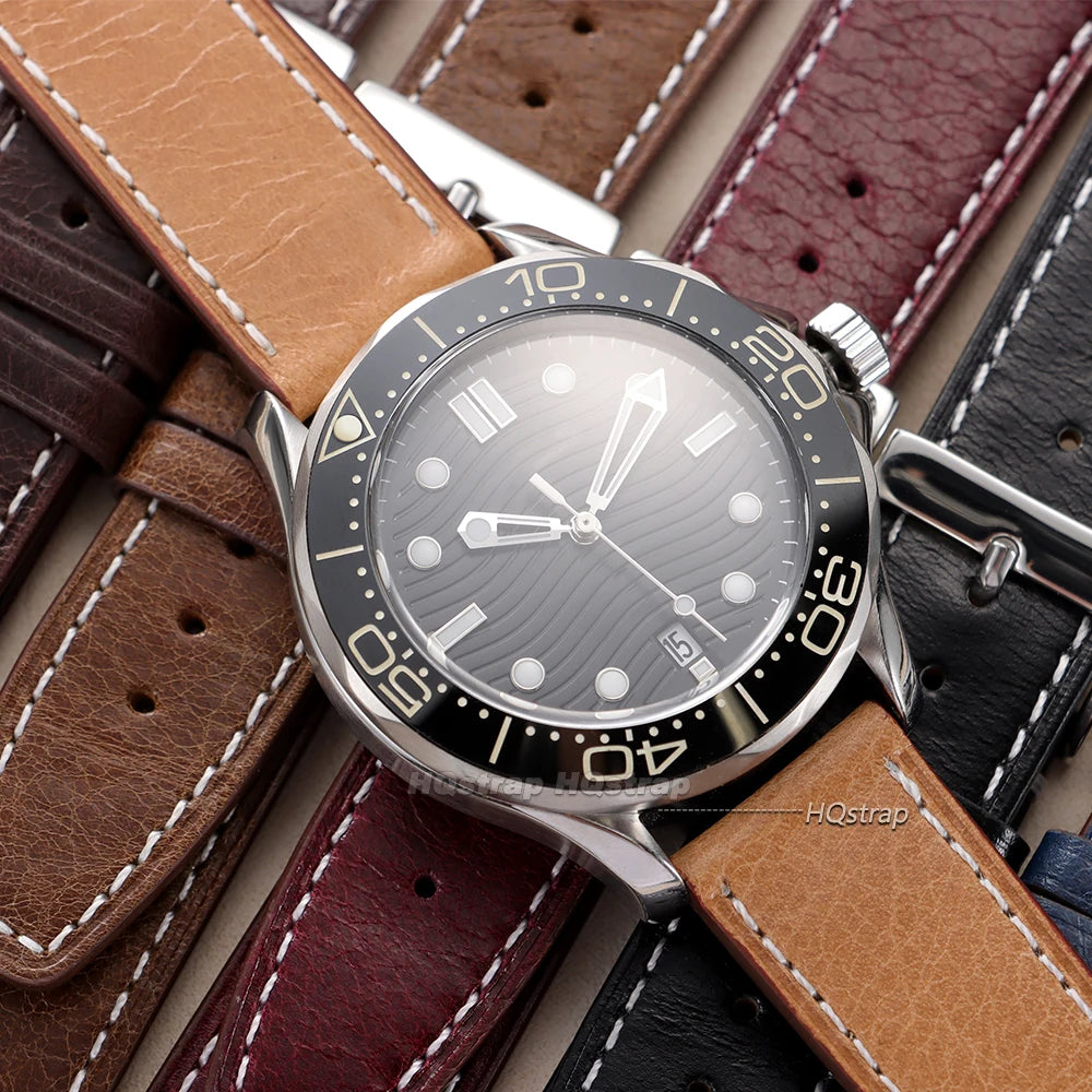 HQstrap Leather Watchband for Seiko 20mm 22mm with Steel Pin Buckle Vintage Strap