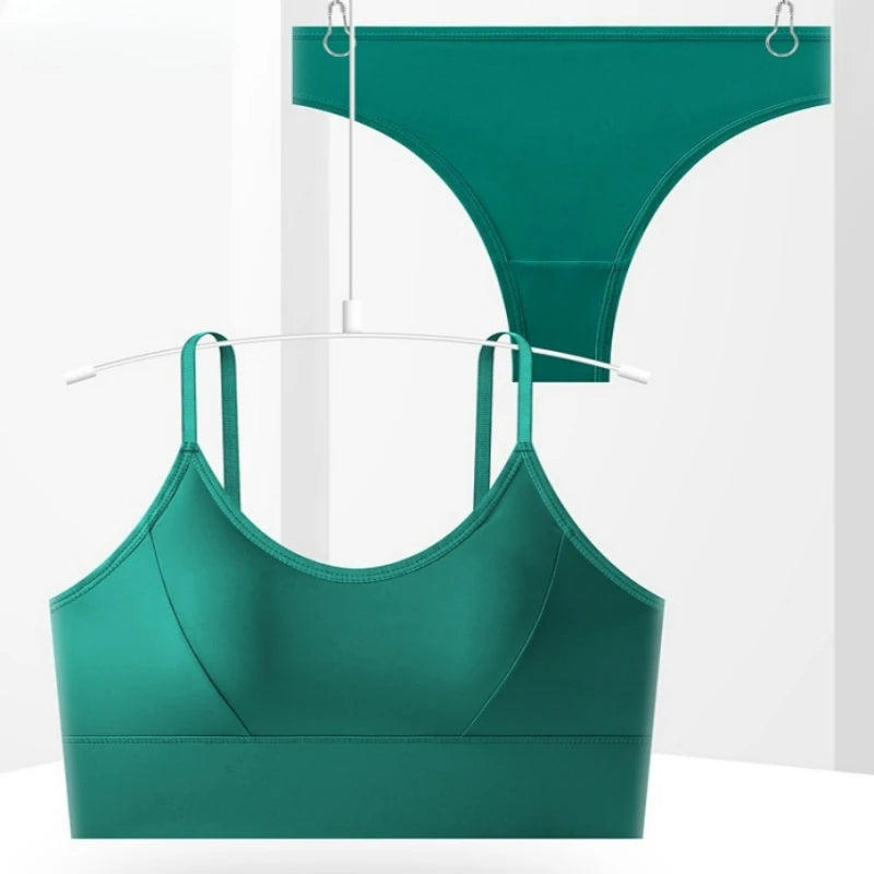 CowLost | product_id-women-s-ice-silk-seamless-push-up-bra-low-waist-thong-set-with-removable-pads |3